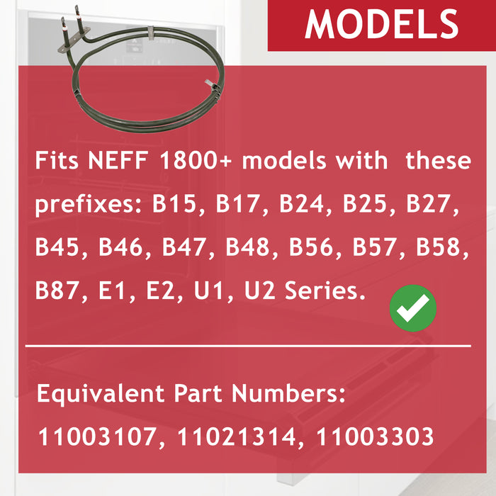 Fan Oven Element for Neff 2300w 2 Turn 11003107 11021314 11003303 B13 B47 B57