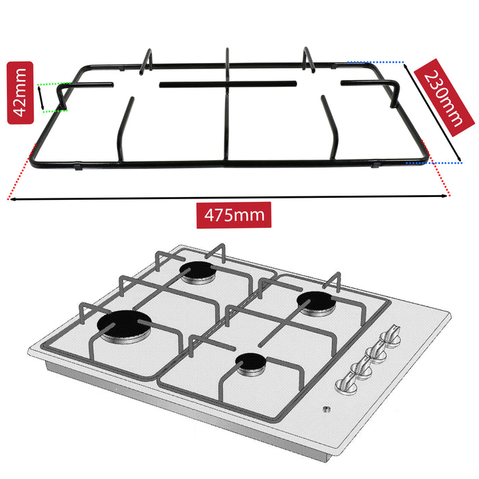 Hob Pan Support for Beko Gas Cooker Burner Grate Stand 475mm x 230mm Montpellier Currys