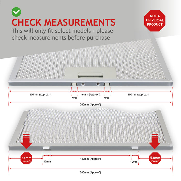 Cooker Hood Extractor Metal Grease Mesh Filter (Silver, 320 x 260mm, Pack of 2)