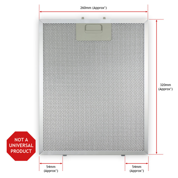 Cooker Hood Extractor Metal Grease Mesh Filter (Silver, 320 x 260mm, Pack of 2)