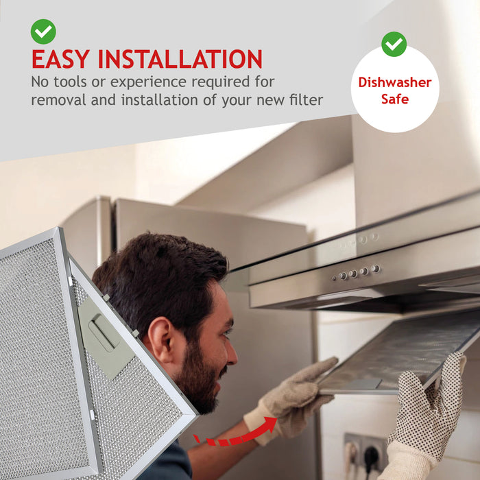 Cooker Hood Extractor Metal Grease Mesh Filter (Silver, 320 x 260mm, Pack of 2)