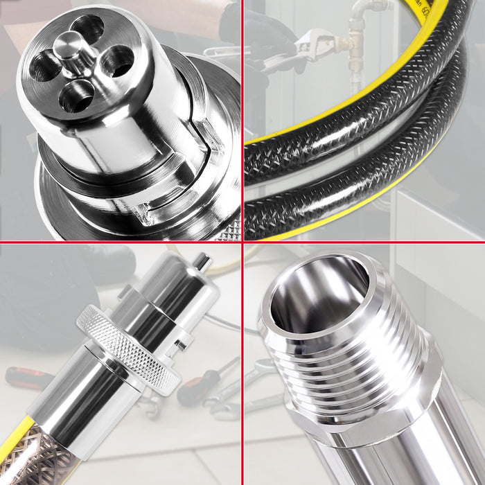 Straight Bayonet Gas Supply Hose Pipe + Safety Chain Kit for Oven Cookers (1.25m x 1/2" BSP, EN 14800 Approved)