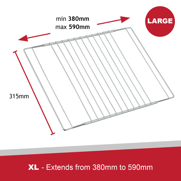 Large Oven Shelf Adjustable Width No Gaps Bosch Extendable Lock Grill 590mm