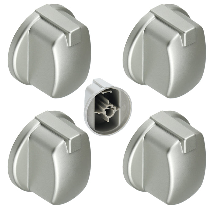 Control Knob Switch Button for INDESIT FIM Cooker Oven Pack of 4 (Silver/INOX)