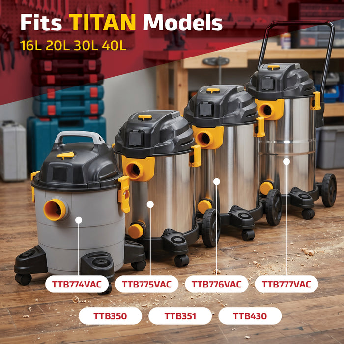Vacuum Dust Bags for Titan Wet & Dry 16L 20L 30L 40L Cleaner (Pack of 5) + Freshener Tabs