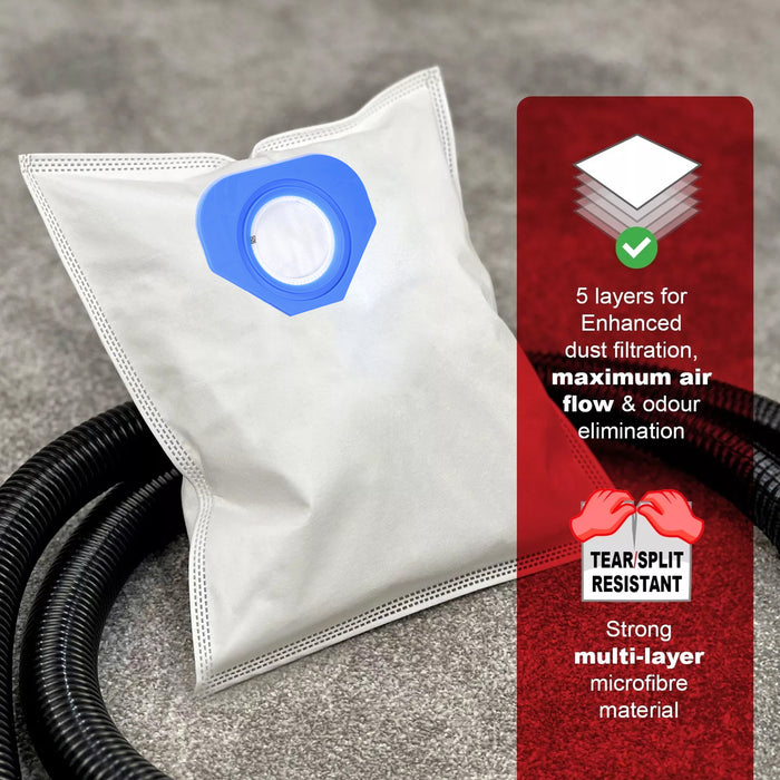 SMS Microfibre Dust Bags for Nilfisk GA70 GD80 GD90C GM80 GM90 GS80 GS84 GS90 G90 Vacuum Cleaner (Pack of 5) + Air Freshener Tabs