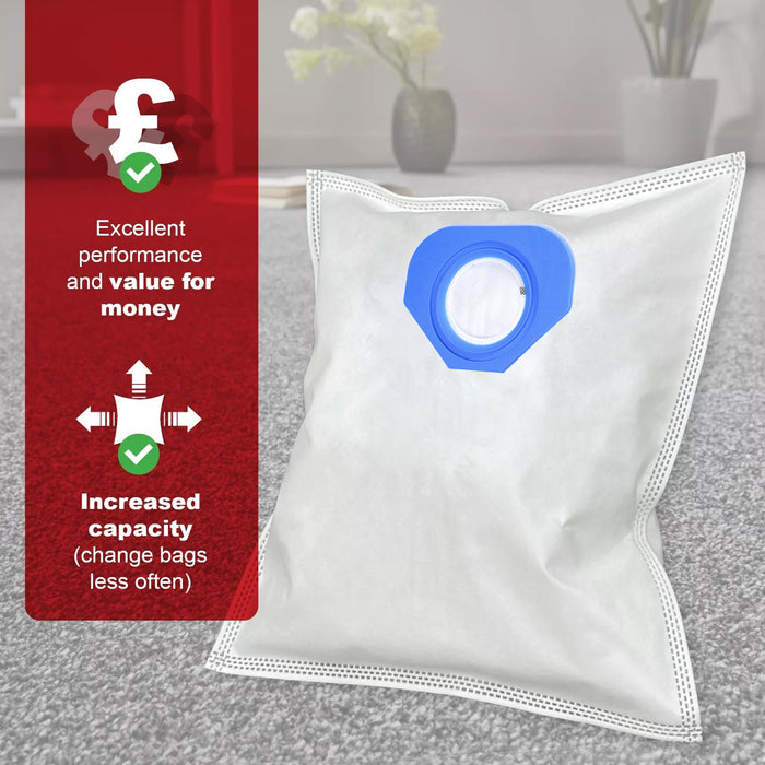 SMS Microfibre Dust Bags for Nilfisk GA70 GD80 GD90C GM80 GM90 GS80 GS84 GS90 G90 Vacuum Cleaner (Pack of 10)
