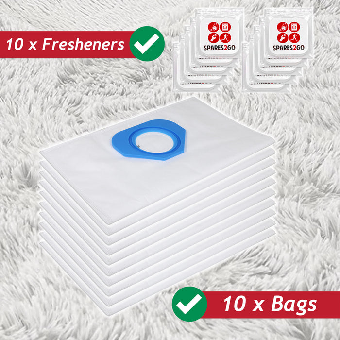 SMS Microfibre Dust Bags for Nilfisk GA70 GD80 GD90C GM80 GM90 GS80 GS84 GS90 G90 Vacuum Cleaner (Pack of 10) + Air Freshener Tabs
