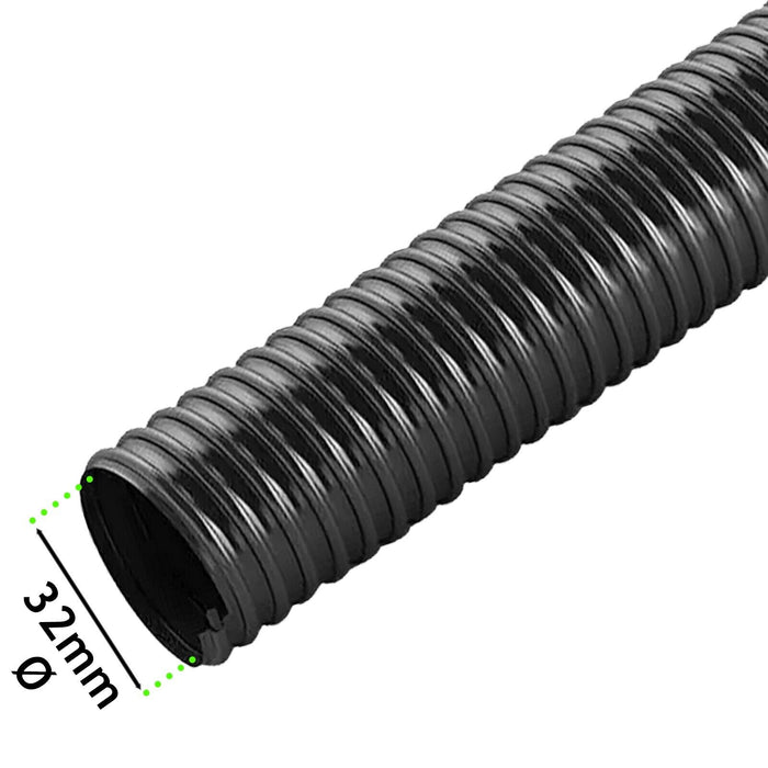 Universal Vacuum Cleaner Hose Corrugated Flexible Tube Pipe (Cut to Size, 15m Length x 32mm Diameter)