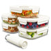 Vacuum Food Storage Glass Containers with Securing Clips Lid (Pack of 5, Small, 630ml) + Manual Sealing Pump