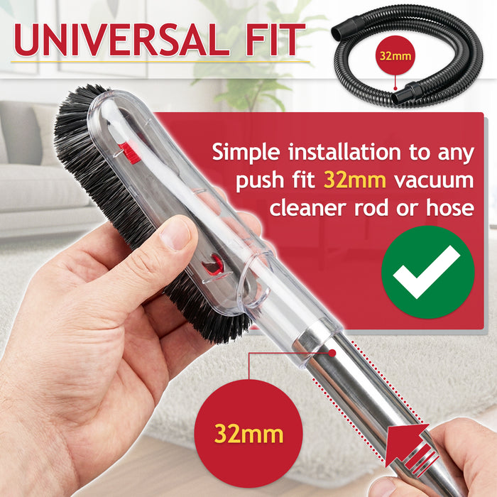 Universal Vacuum Cleaner Dusting Brush Head Soft Bristle Delicate Surface Tool Attachment (32mm)