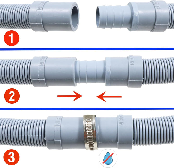 Universal Drain Hose Extension Pipe Kit for Washing Machine Dishwasher (2.5m, 19mm / 22mm)