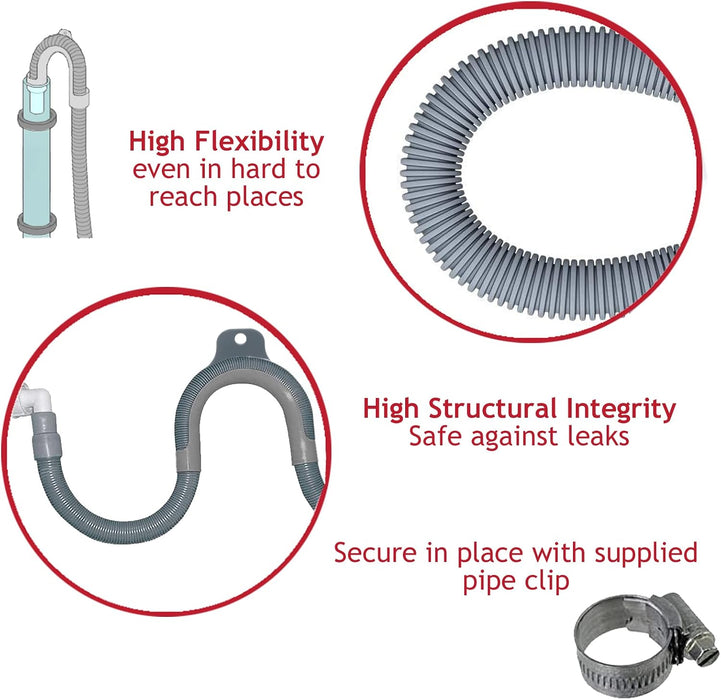Universal Drain Hose Extension Pipe Kit for Washing Machine Dishwasher (2.5m, 19mm / 22mm)