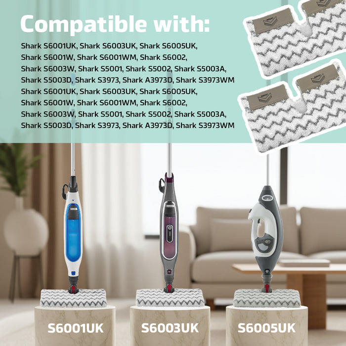 Cover Pads for SHARK Steam Cleaner Mop Dirt Grip S6001 S6003 Klik n' Flip (Pack of 8) + 2 x 500ml Detergent