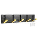 Luxury Wall Mounted Coat Rack 5 Hooks Aluminium Retractable Hanging Hook Rail (Black + Gold)