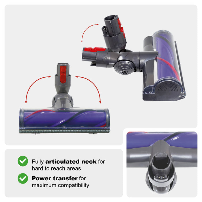 Brush Head for Dyson V7 V8 V10 V11 V15 Animal Cyclone Motorised Torque Drive Turbine SV22 SV15 SV28 SV14 SV27 SV12 SV25 SV10 SV11 968266-02 968266-04 967483-03 967483-04 967483-0583-03 967483-04 967483-05