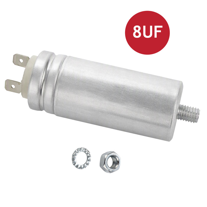 Capacitor Tumble Dryer Washer 8UF Microfarad Metal Case Motor Start Run
