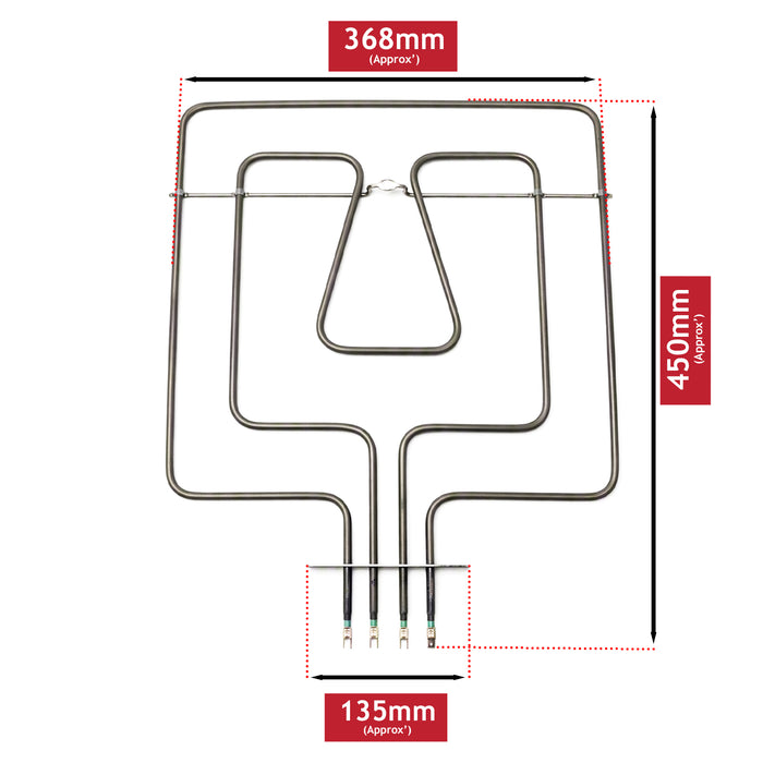 Bosch Oven Grill Element Top Upper 2500w Dual Heating 00777226 MBA MBS MHS NBS