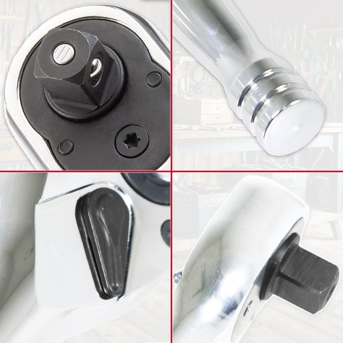 1/4" Socket Ratchet Square Drive 100 Teeth Quick Release Reversible Chrome Vanadium Steel Tool