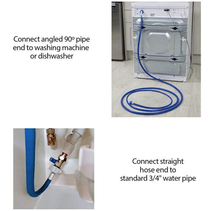 Universal Cold Water Fill Inlet Pipe Feed Hose with Seals for Dishwasher and Washing Machines (3.5m)