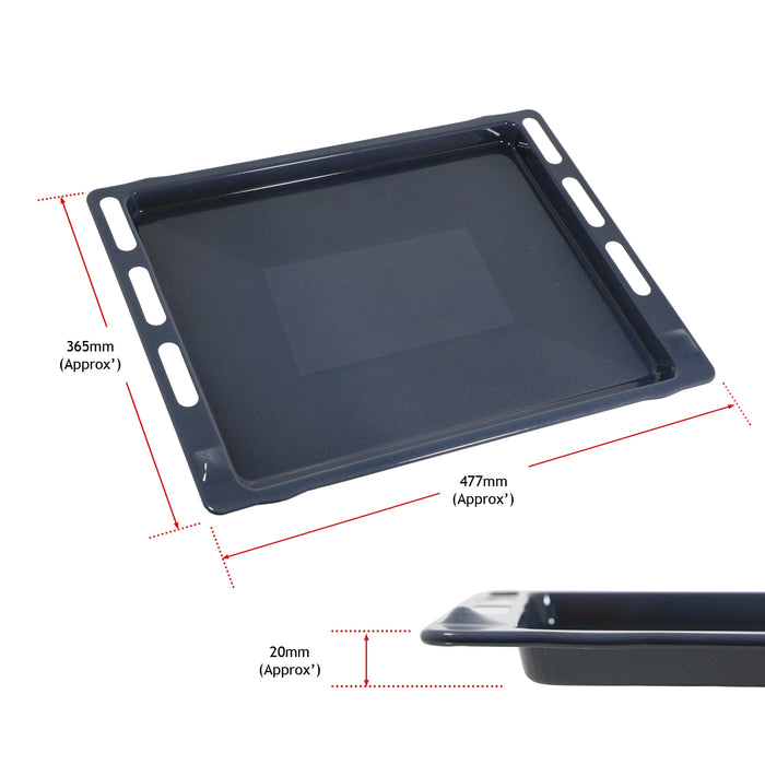 Oven Grill Tray fits Whirlpool Shelf Pan Base Deep 477mm x 365mm x 20mm