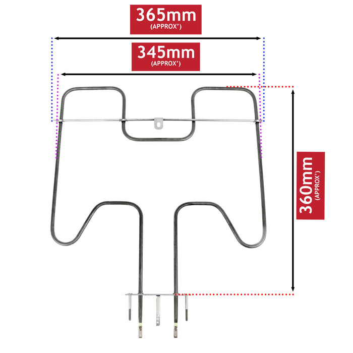 Indesit Upper Grill Heating Element 1500w C00480881 Whirlpool Hotpoint-Ariston