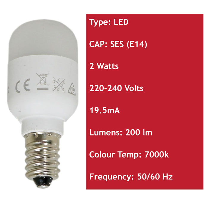 Fridge Lamp SES / E14 220-240V LED 2W Light Bulb Universal Refrigerator