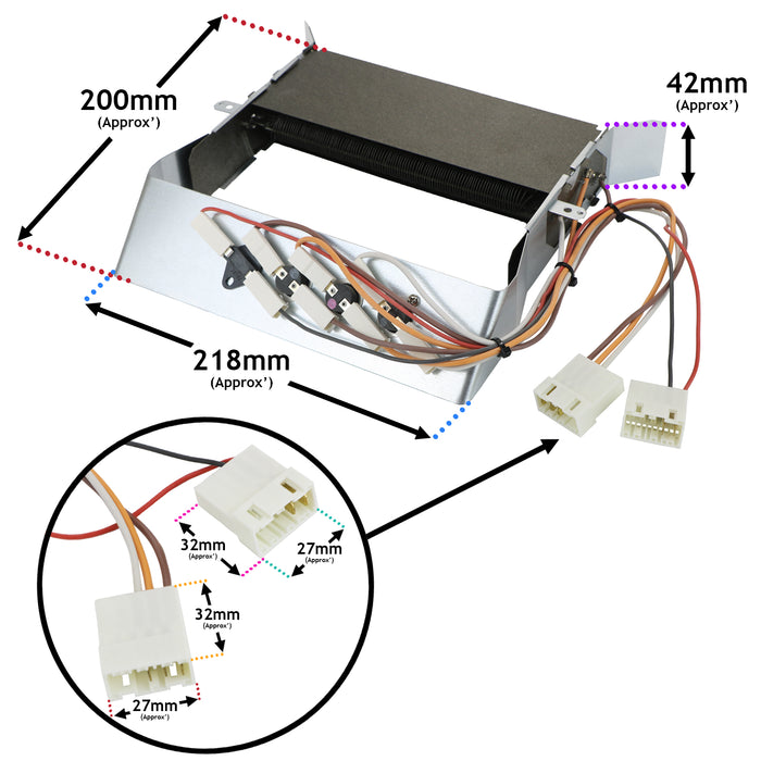 Heating Element & Thermostats For Ariston A3D91GSEAG A3D91WEAG Tumble Dryers C00729743