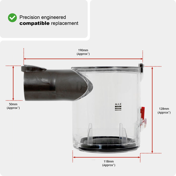 Dirt Bin for DYSON V6 DC58 DC59 SV03 Animal Vacuum Dust Container Compatible + Brush