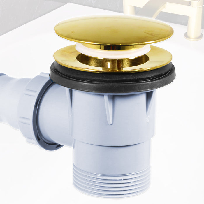 Clicker Bath Waste Plug Combination Click Clack Sprung Pop Up Overflow (Gold, 40mm / 1.5" BSP)