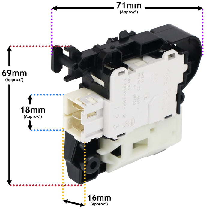 Washing Machine Door Lock For Beko B3W31041W B5W5941BDG Safety Switch Interlock