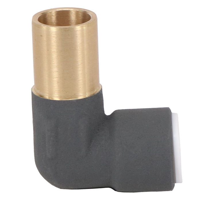 Radiator Valve Reducing Elbow Stem Compression 15mm x 10mm Pushfit Anthracite