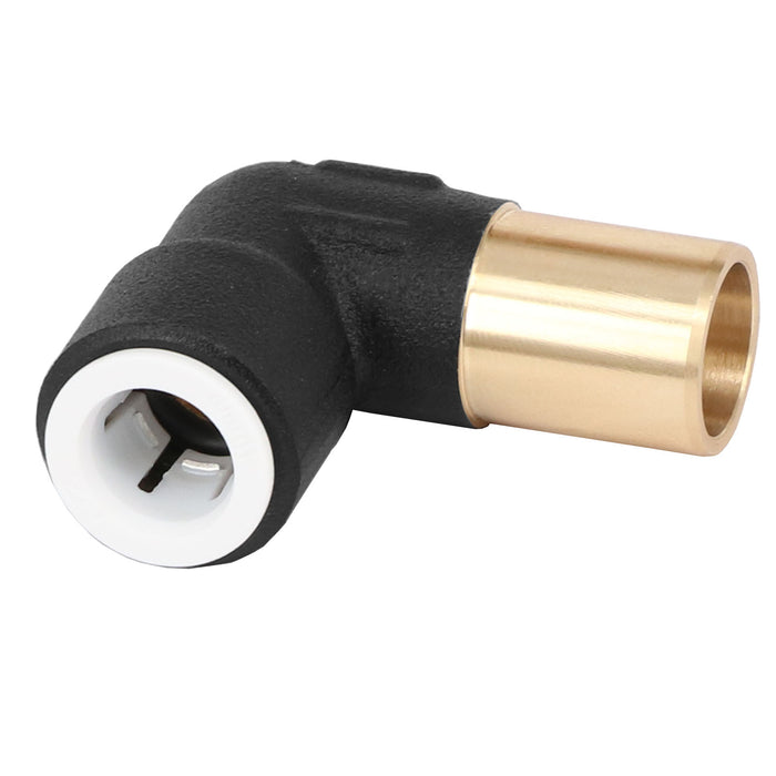 Radiator Valve Reducing Elbow Stem Compression 15mm x 10mm Pushfit Black