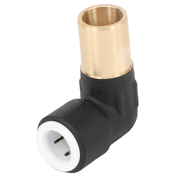 Radiator Valve Reducing Elbow Stem Compression 15mm x 10mm Pushfit Black