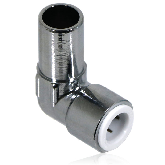 15mm x 10mm Pushfit Radiator Valve Chrome Reducing Elbow Stem Compression (Pack of 2)