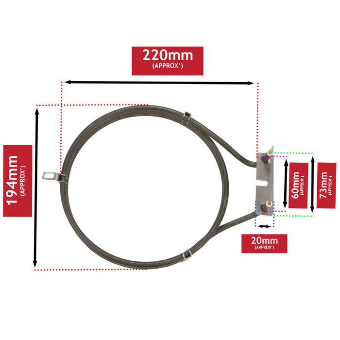 Fan Oven Element for Domestics Direct OHP60GSS Cooker 2000w