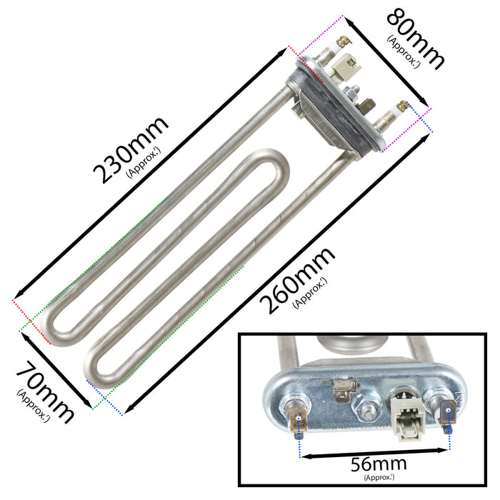 Heating Element for Zanussi Washing Machine 1950w NTC ZWD ZWF ZWG ZWN ZWQ ZWY