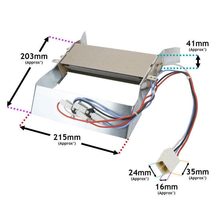 Heating Element & Thermostats For Ariston Tumble Dryer A2 D81W GCC 2100W 230V