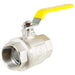 Gas Lever Ball Valve Full Bore PN40 Brass On Off Female x Female Yellow Handle Safety Isolator (1 1/2")