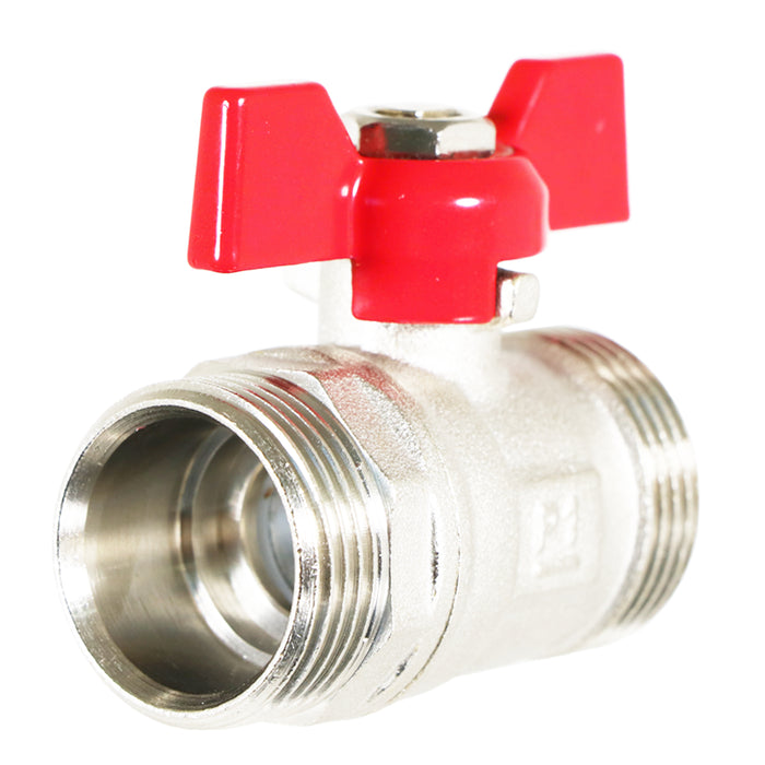 Butterfly Lever Compression Ball Valve Quarter Turn Water Isolation Stop Kit (22mm, Red Handle)