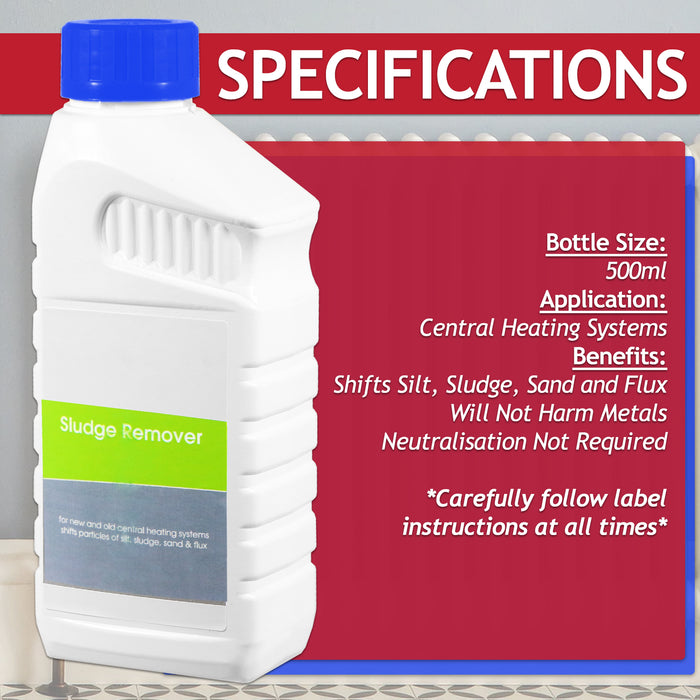 Central Heating Sludge Remover Concentrate Radiator Boiler Pipes Liquid (500ml Bottle)