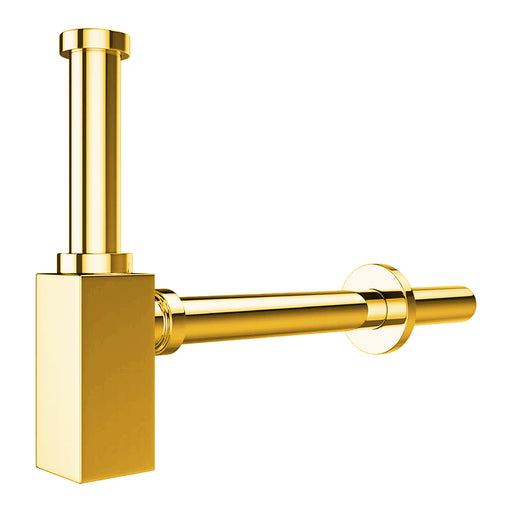 Square Bottle Sink Basin Trap 40mm / 1.5" Luxury Brass Adjustable Deodorant Waste Pipe Outlet (Gold)