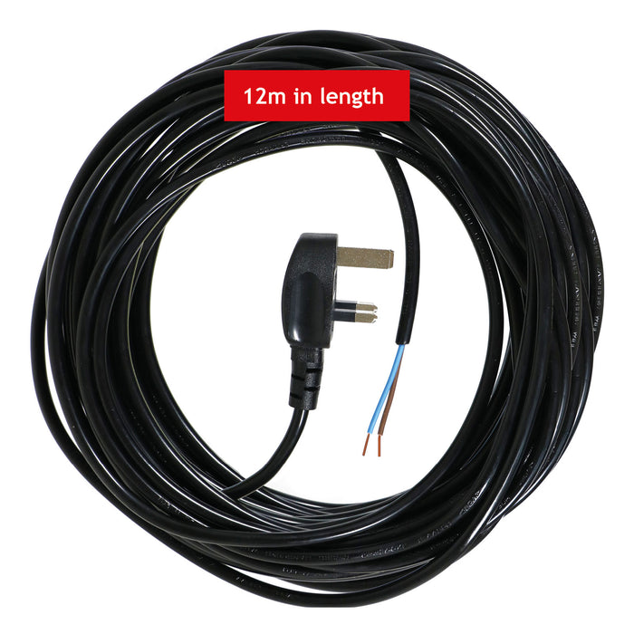 XL Extra Long Universal 12M Metre Mains Power Cable Lead for Lawnmower Strimmer Trimmer (UK Plug)