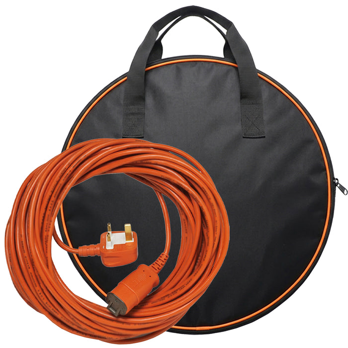 Power Cable for Hawksmoor Hedge Trimmer 61144 70639 98794 15m UK Plug Lead + Storage Bag