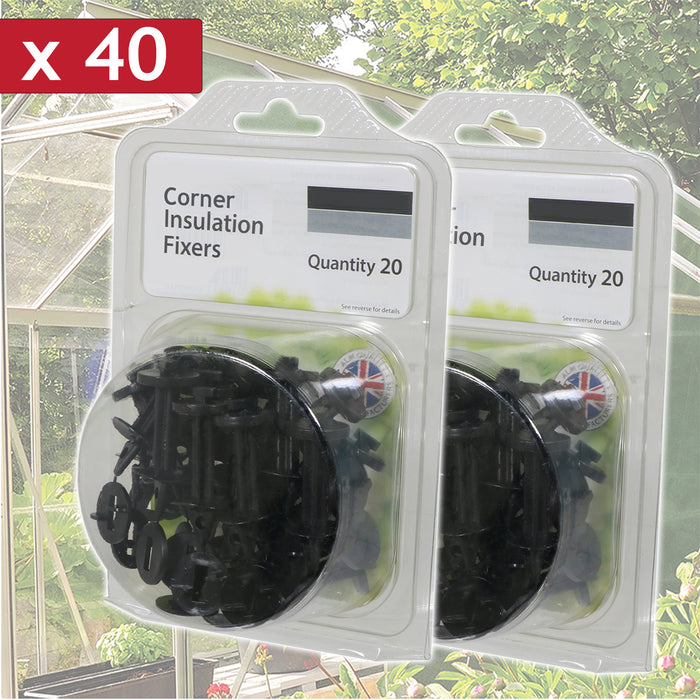 Greenhouse Corner Insulation Shading Fixers Bubble Wrap PVC Plastic Frame Clips (Pack of 40)