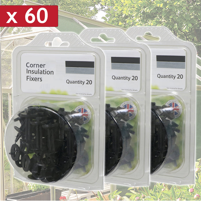 Greenhouse Corner Insulation Shading Fixers Bubble Wrap PVC Plastic Frame Clips (Pack of 60)