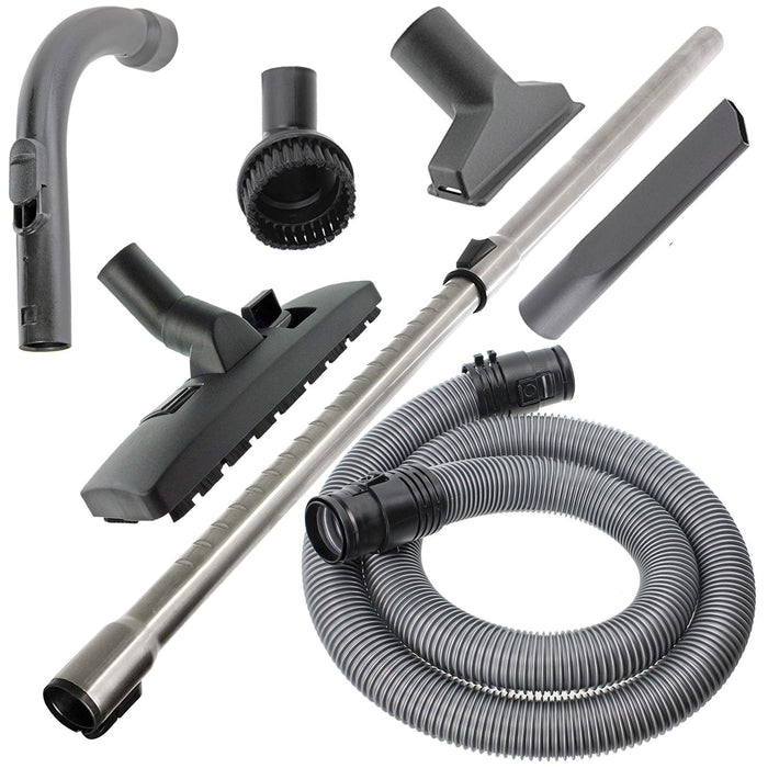 Curved Wand Handle, Telescopic Extension Rod & Tool Kit for Miele C1 Classic Junior Ecoline Powerline Vacuum Cleaner (1.7m, 38mm, Silver)