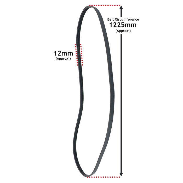 Drum Drive Poly-V Belt For Lamona LAM8775 LAM8776 LAM8777 Washing Machines 1225J5EPJ 1225mm