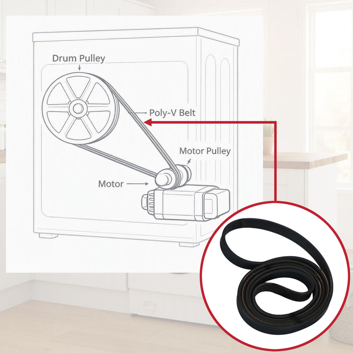 Drum Drive Poly-V Belt For Montpellier MIWM84 MWBI 8014 Washing Machines 1225J5EPJ 1225mm