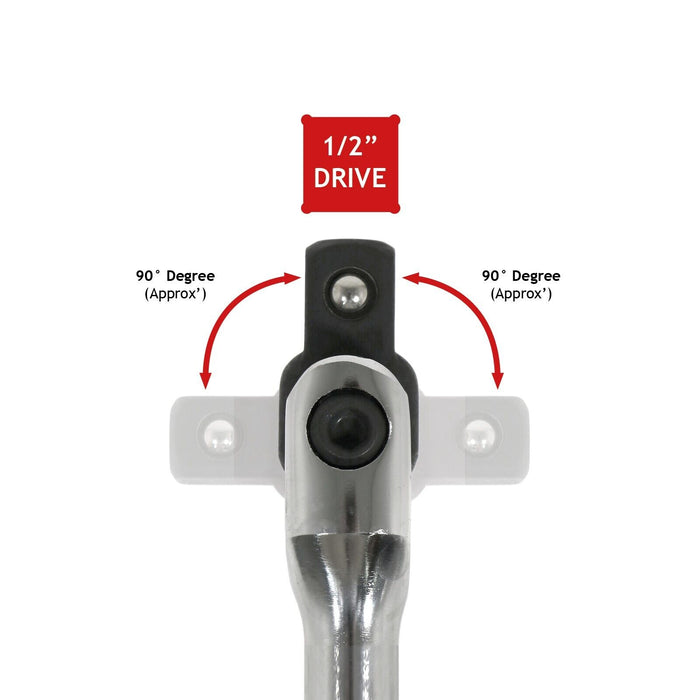 Long 1/2'' Drive Wheel Balance Iron Flexi Breaker Bar 4 Nut Socket Set 17mm 19mm